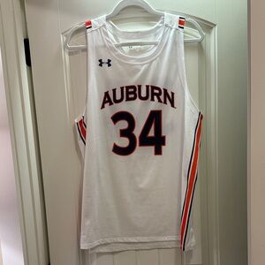 Under Armour White Auburn #34 Basketball Jersey with Navy & Orange Accents